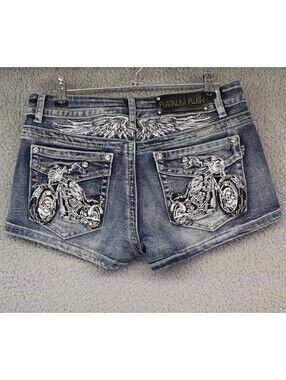Platinum Plush Women Small Denim Cut-Off Shorts Studded Bike